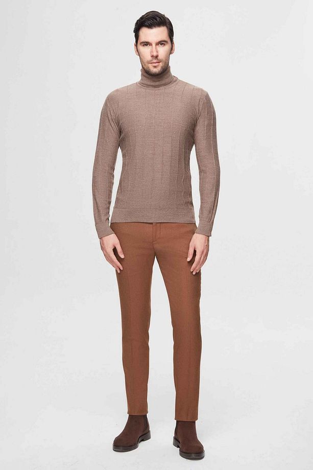 Ds Damat Regular Fit Vizon Rib Örgü Yünlü Kazak - 6