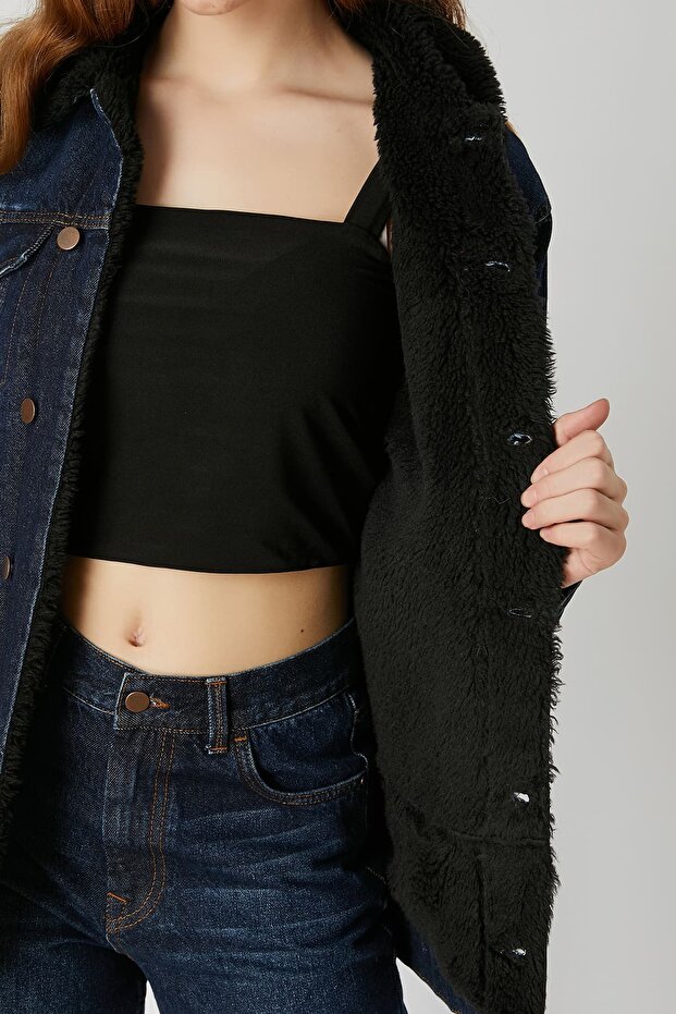 Suni kürklü denim ceket - 3