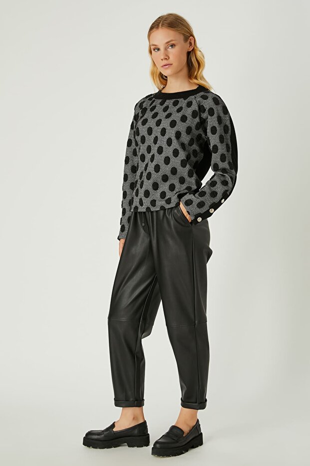 Puan jakarlı örme bluz - 2