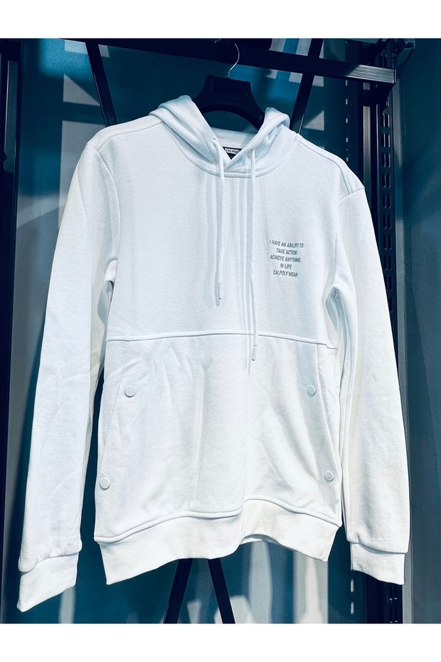 Beyaz kapşonlu Sweat - 1