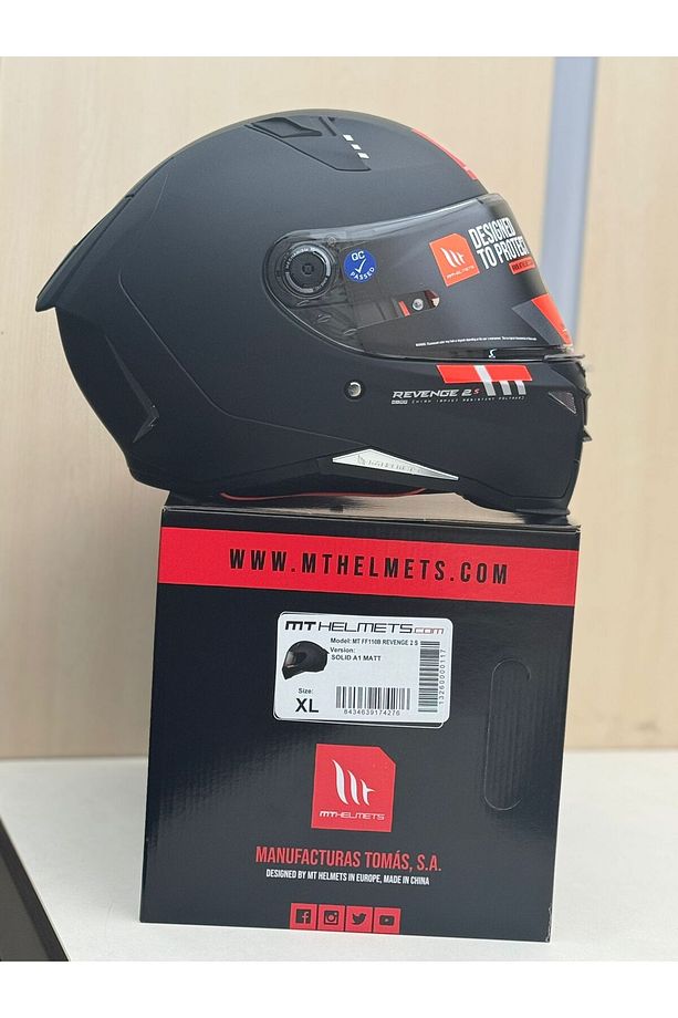 mt Kask mt Revenge 2 A1 Matt Black Şeffaf Vizörlü - 1
