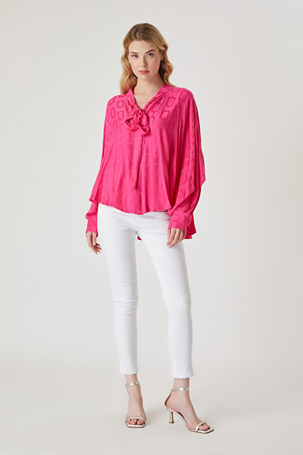 Oversize Viskon Ipek Bluz - 5