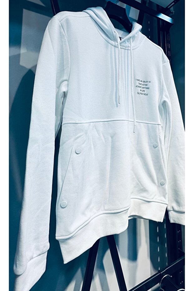 Beyaz kapşonlu Sweat - 2