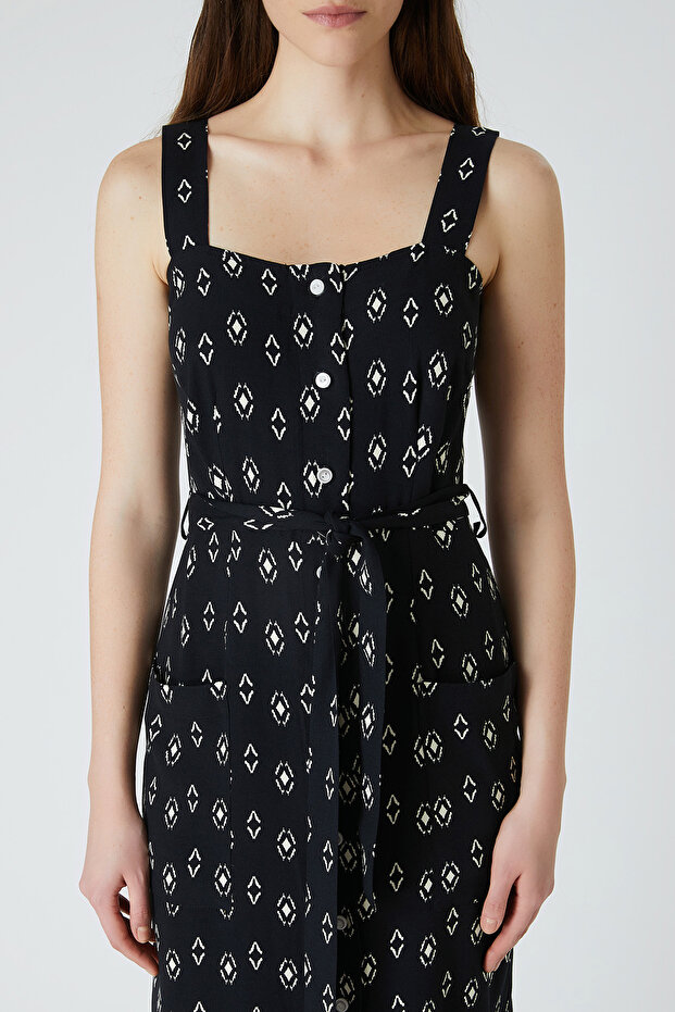 Desenli viskon elbise - 3