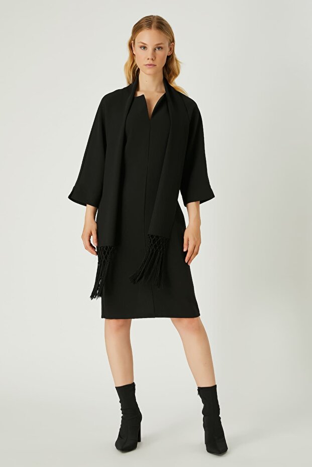 Şal detaylı elbise - 1