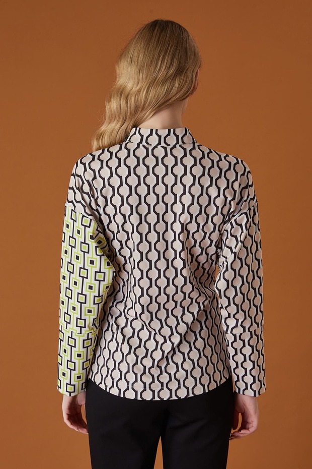 Grafik desenli gömlek - 4