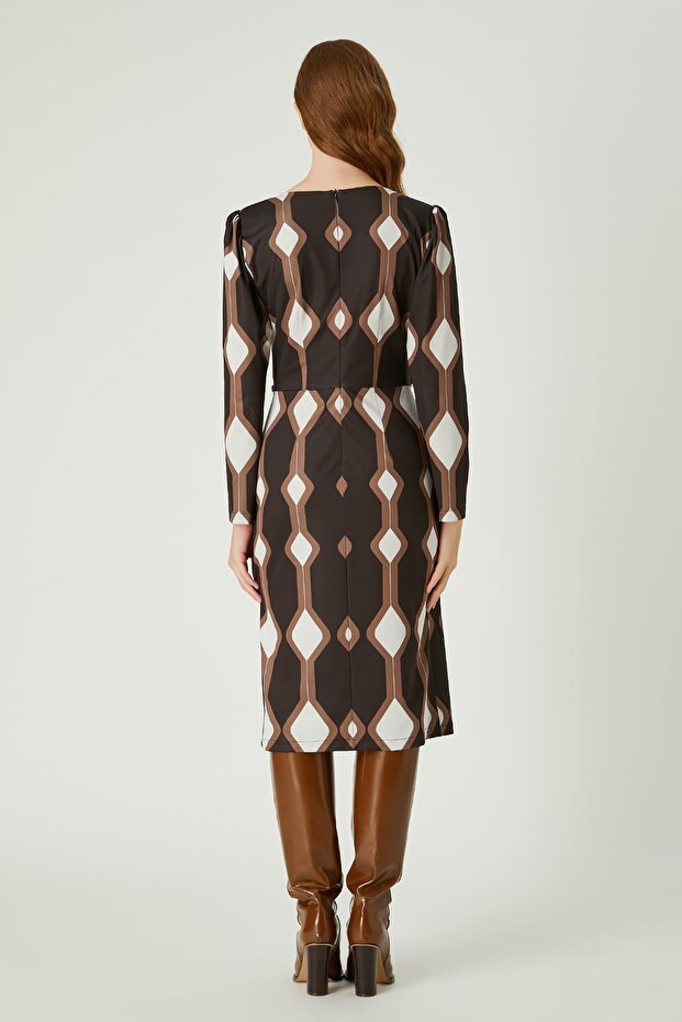 Soyut Desenli Elbise - 3