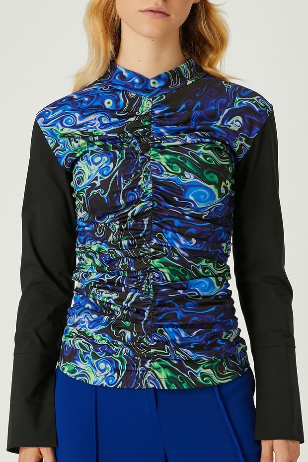 Soyut desenli bluz - 6