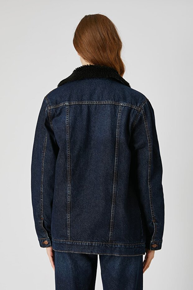 Suni kürklü denim ceket - 4