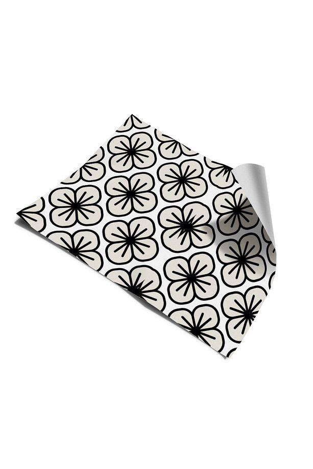 Merdiven Sticker Kendinden Yapışkanlı Folyo Kaplama 5 Adet Siyah Çiçekli (18CM X 120CM) - 3