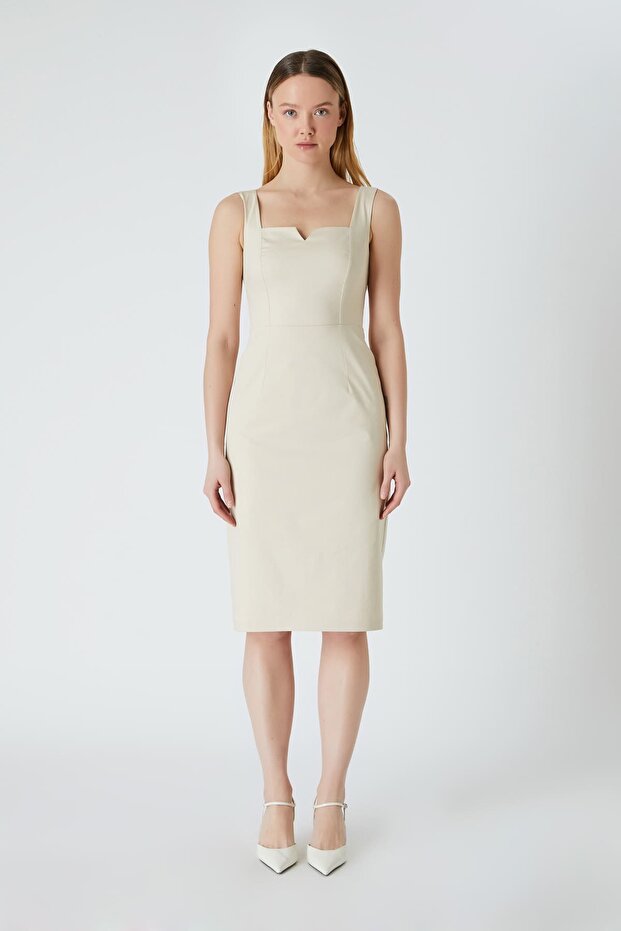 Kare yakalı şık elbise - 1