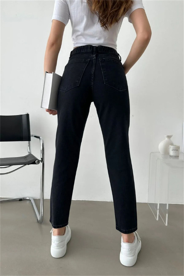 Jnsworld Black High Waist Mom Jean Comfort Lycra Jeans