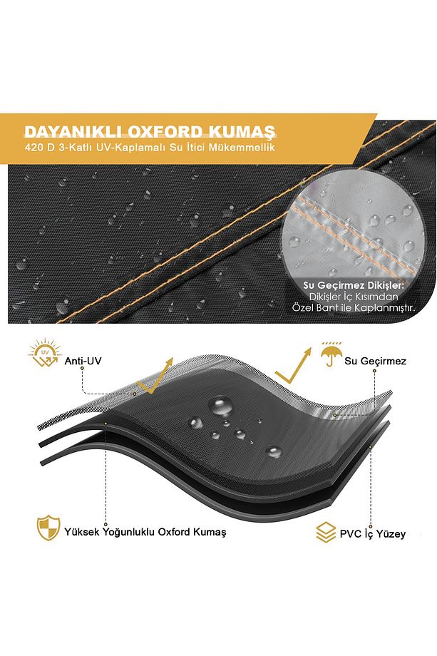 Tek Kişilik Bahçe Koltuk Örtüsü, Dış Mekan Kılıfı Örtü Branda, pi, 75-75-90cm - Siyah - 7