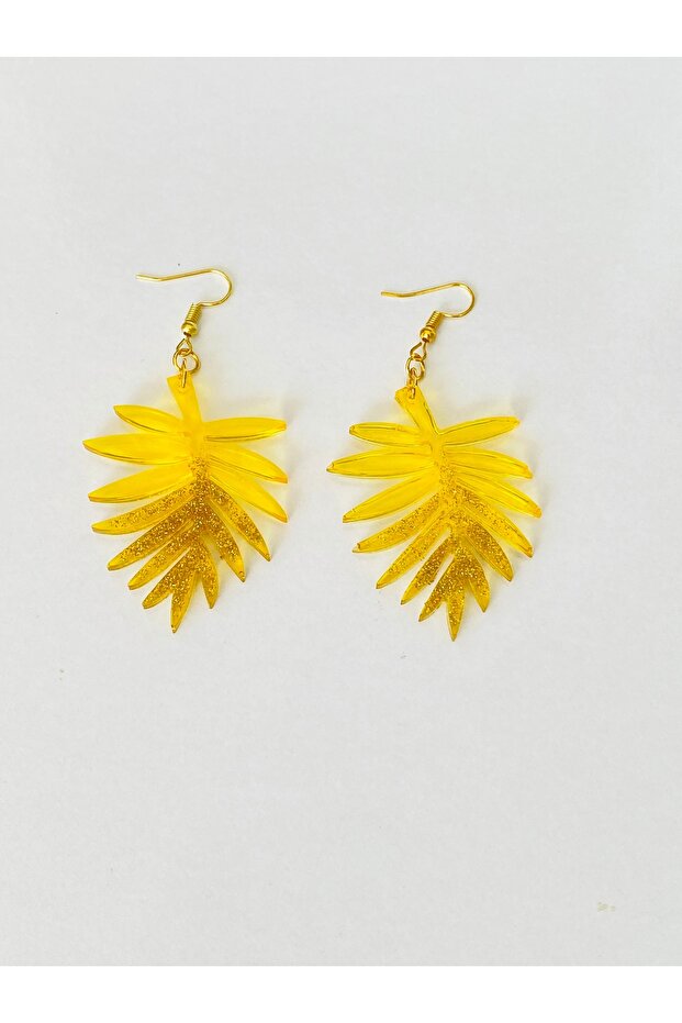 حلق على شكل ورقة شجر صفراء - 2