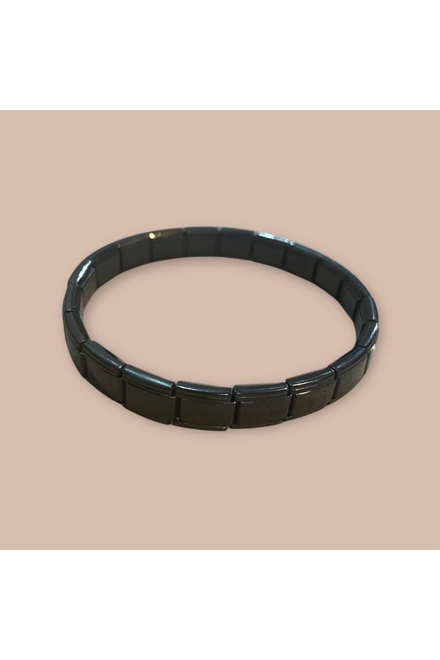 Wi̇steria Jewelry Italian Charm Black Color Steel Bracelet 316L