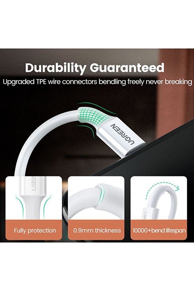 كابل شحن ومزامنة بيانات USB إلى Lightning بطول 1 متر - أبيض - 7