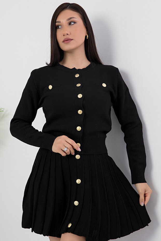 Mod01 Buttoned Double Knitwear Set - 2