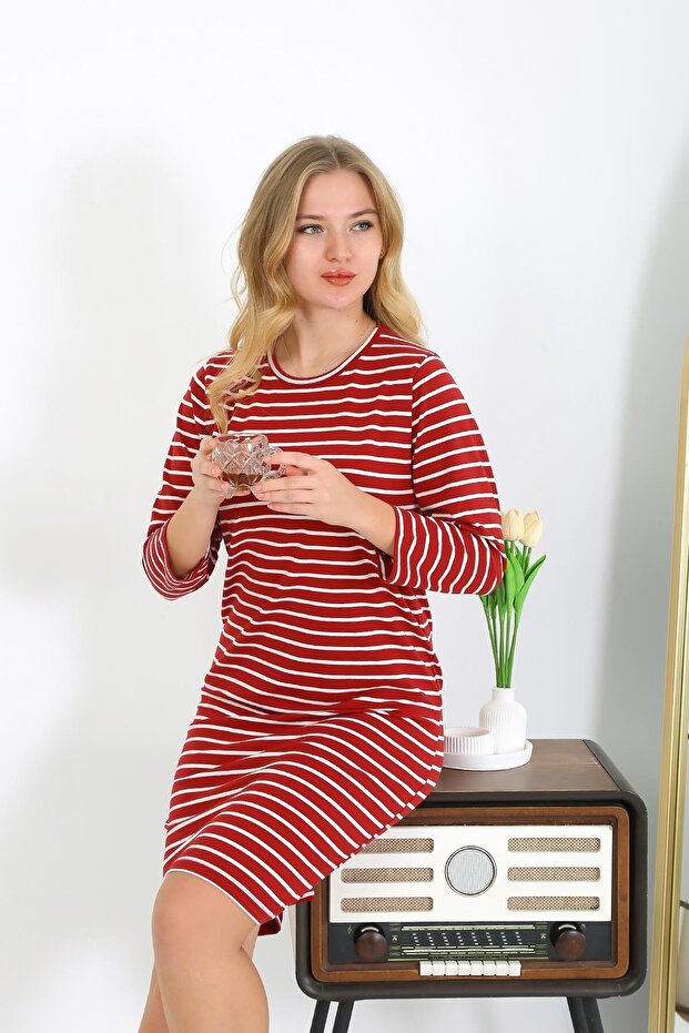Cotton Home Dress Tunic Nightgown Red 13132
