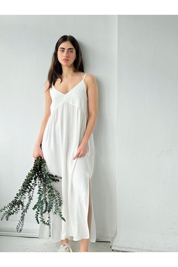 Tasarım June Strap Slit Dress Women White