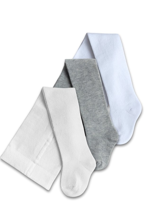 Cotton White Cream Gray Pantyhose Set of 3 / Girls / Boys / Baby / Children