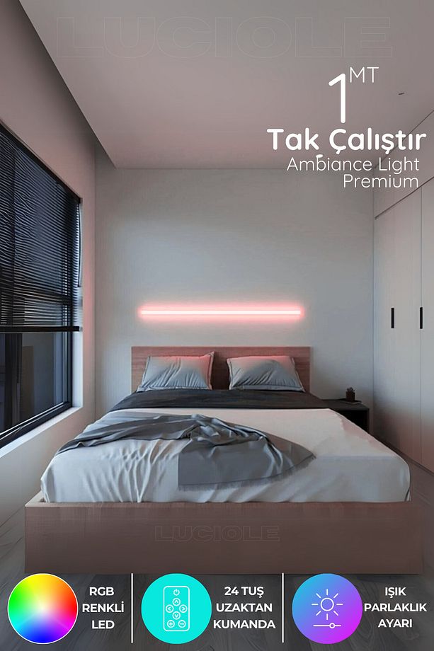 Led Abajur Aplik Gece Lambası Rgb Lambader 16 Renkli Uzaktan Kumandalı Işık 4 Animasyonlu Ledap2 - 1