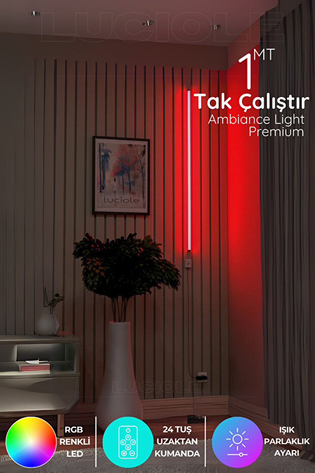 Uzaktan Kumandalı Led Lambader - Yatak Üstü, Tv Yanı ,oturma Odası Çok Renkli Rgbledlight - 1