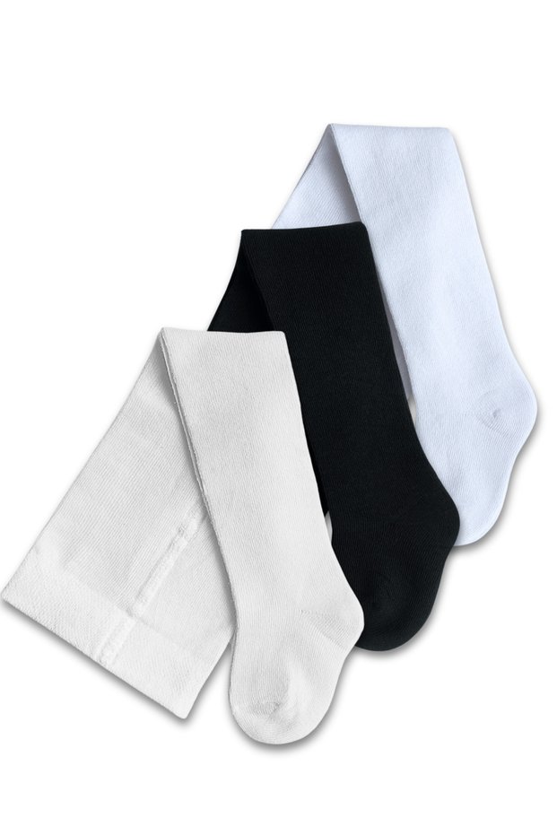 Unisex Baby Kids Cotton White Cream Black Pantyhose Set of 3