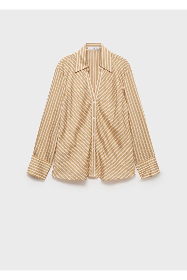 Çizgili dökümlü gömlek - 3