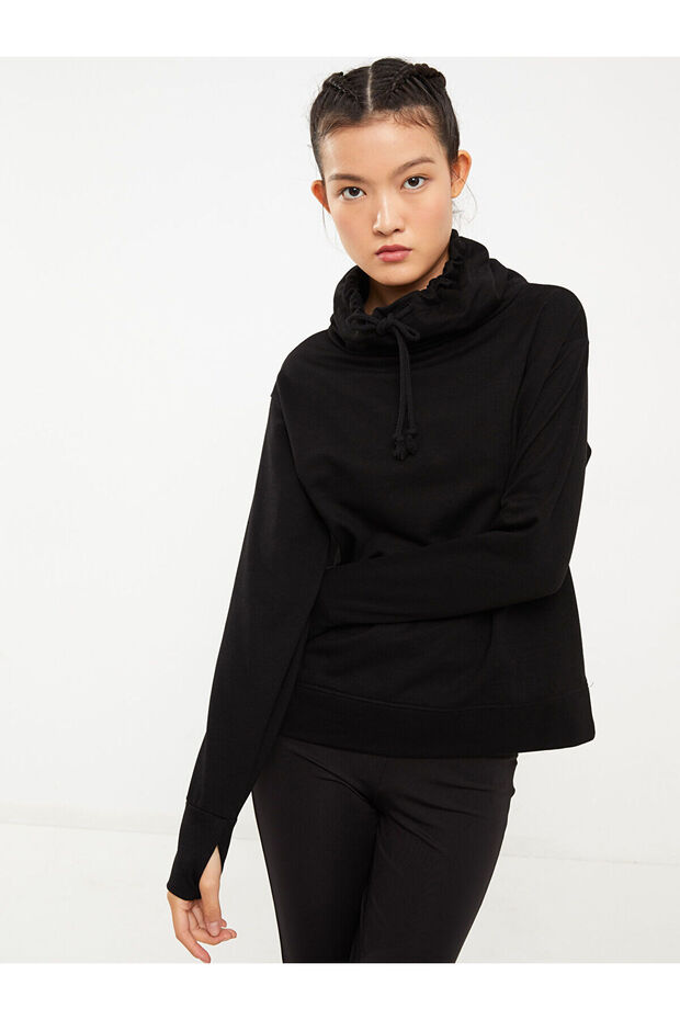 Lcwk Monk Collar tömör hosszú ujjú női pulóver - 2