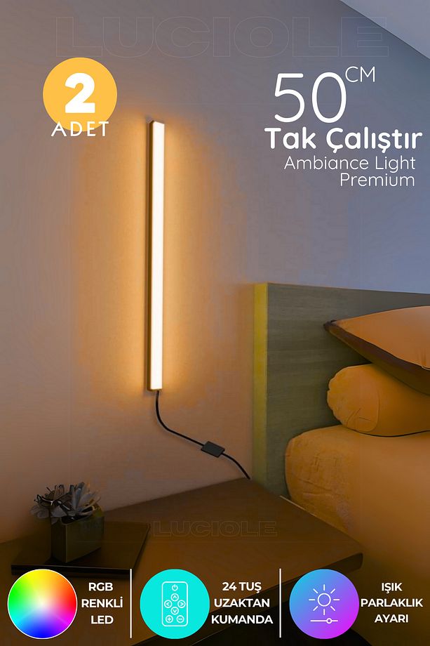 2 Adet Mini Led Lambader Uzaktan Kumandalı 4 Farklı Mod - 16 Farklı Renk Minis - 1
