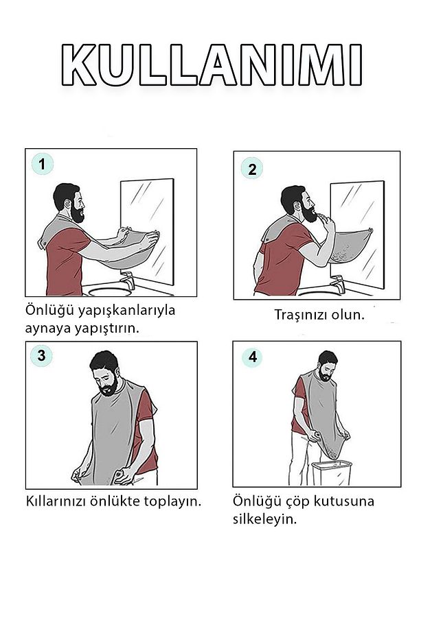 Saç Traş Örtüsü Ayna Yapışkan Vantuzlu Sakal Kesme Düzeltme Bezi Berber Aksesuar - 6