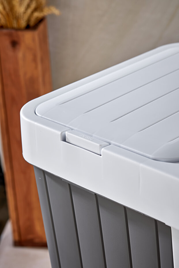 Two Compartment Automatic Lid Dirty Laundry Basket - 6