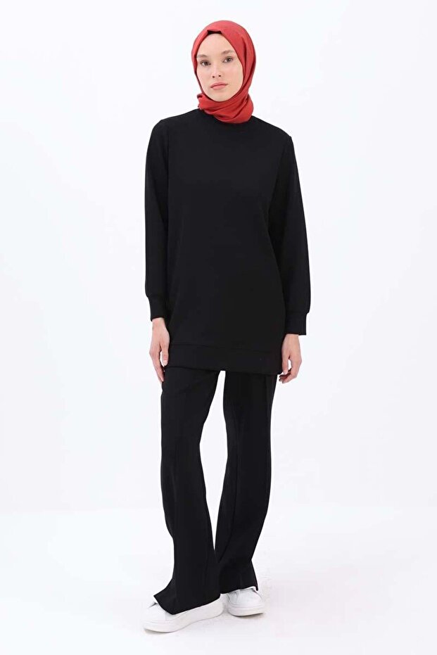 Siyah-Garni Piliseli Tunik - 2