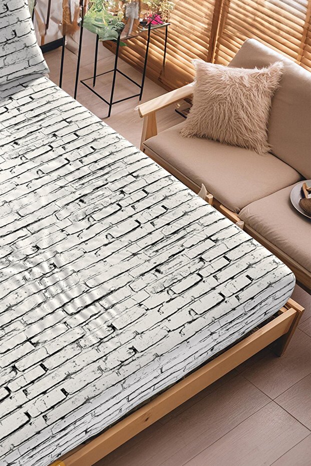 طقم ملاءات جاهزة منقوشة بالحجر الأبيض - مفرد/مزدوج/مقاس كبير - 4