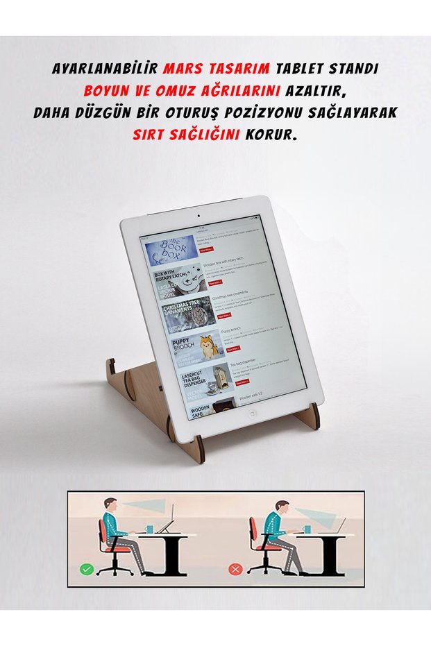 Tablet Stand, Adjustable, Ventilated, Multi-Angle Wooden Stand