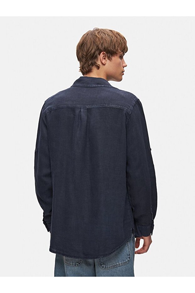 Basıc Uzun Kol Lacivert Gömlek - 3