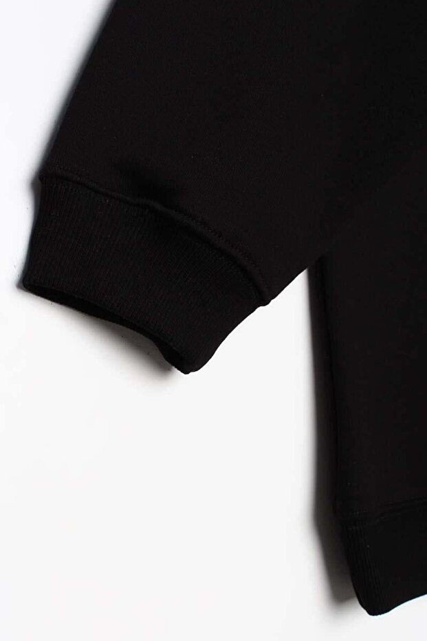 Siyah-3 İplik Oversize Basic Sweatshirt - 6