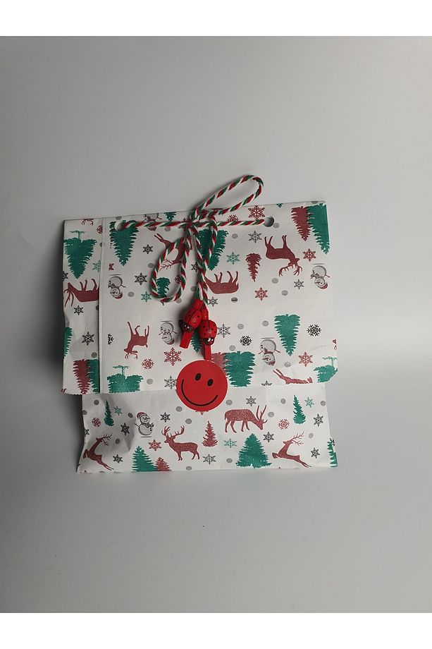 20 Adet 14x25 Hazır Pratik Hediye Poşeti Yılbaşı Kardan Adam Çam Geyik Desenli Hediye Paketi - 6