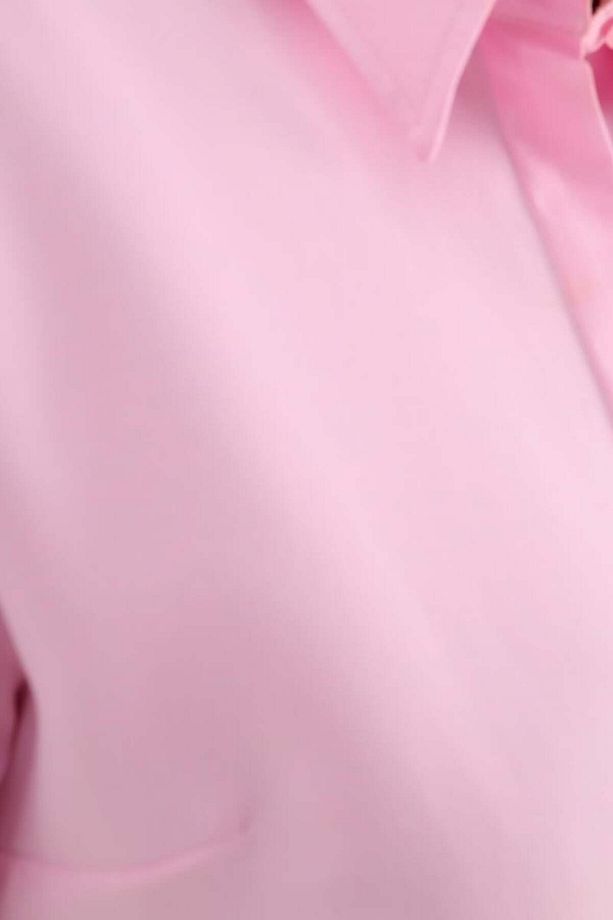 Açık Pembe-Basic Gizli Patlı Gömlek - 5
