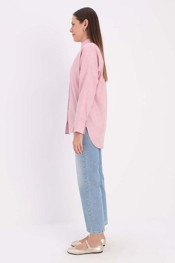 Pembe-Oversize Basic Gömlek - 3