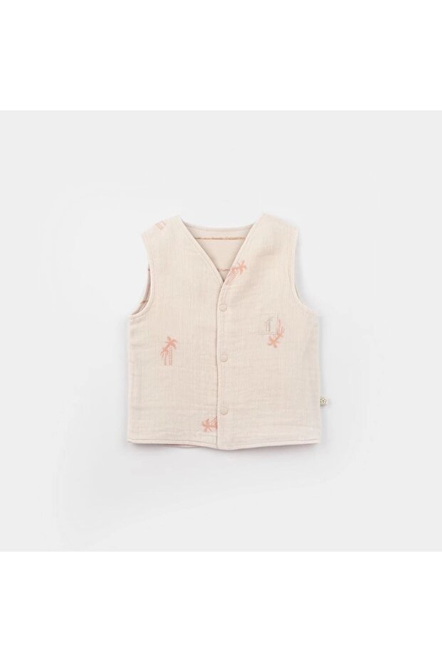Biorganic Hello Safari Combed Cotton Baby Vest 61496 Ecru Tile