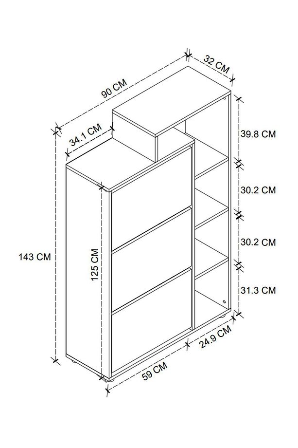 Lego Ayakkabılık Düşer Kapak Ayakkabılık Raflı Ayakkabılık Düzenleyici Çam - 5
