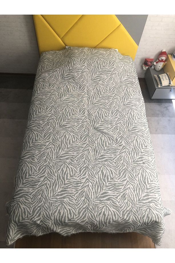 Yeşil Zebra Desenli Tek Kişilik Çok Amaçlı Pike - Yatak Örtüsü 160x210 Cm - 5