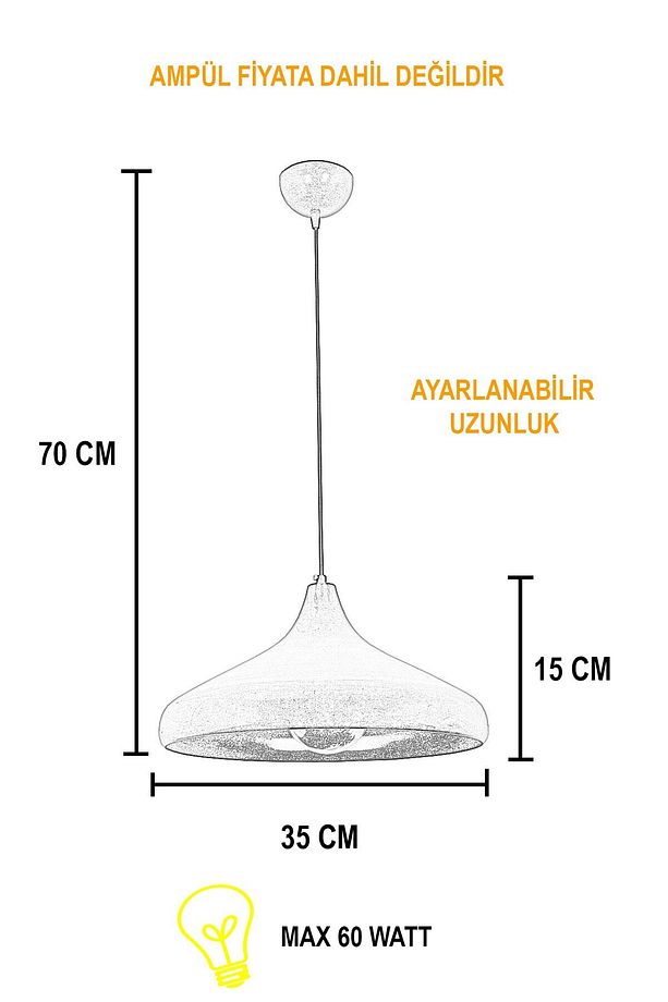 Seul Sıvama Tekli Beyaz Avize - 2