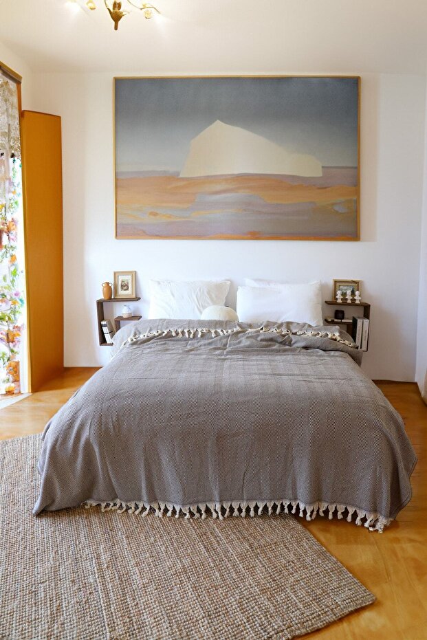 Coffee Double Fringed Bedspread/Pike 200 X230 cm
