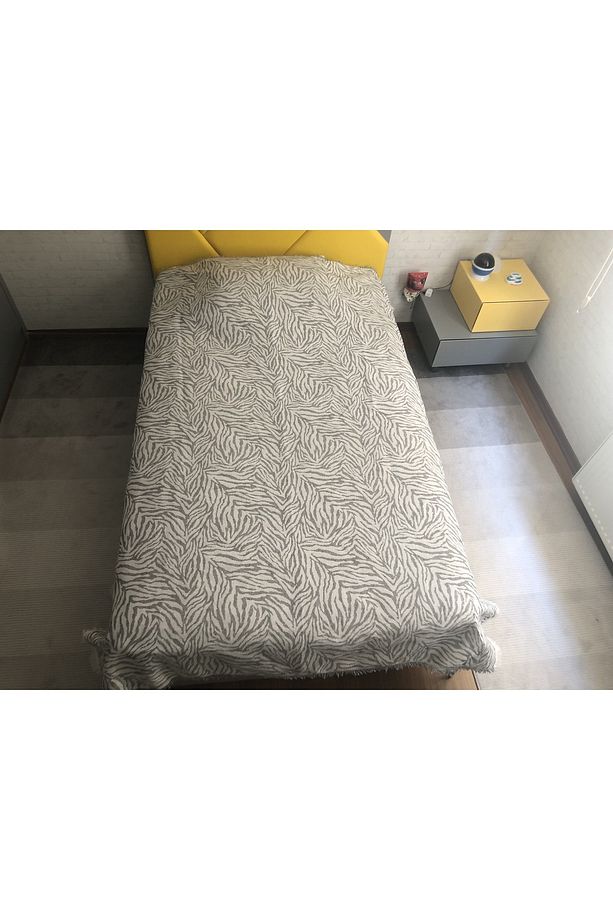 Antrasit Zebra Desenli Tek Kişilik Çok Amaçlı Pike - Yatak Örtüsü 160x210 Cm - 4
