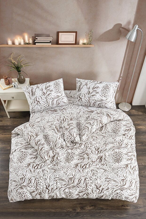 Zebra Single Patterned Duvet Cover Set with Elastic Sheet and 1 Pillowcase - 1