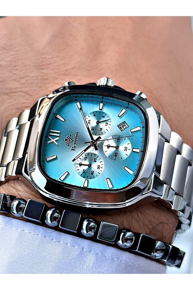 ساعة رجالية بعلبة مربعة وظيفية - 3