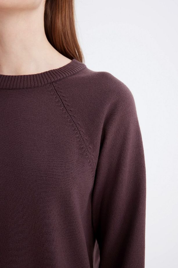 Regular Fit Bisiklet Yaka Basic Düz Triko Kazak Tunik C4474AX24AU - 4