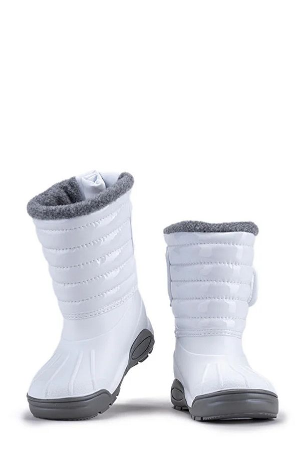 Topo Skı Charol Su Geçirmez Unisex Çocuk Kar Botu Beyaz - 3